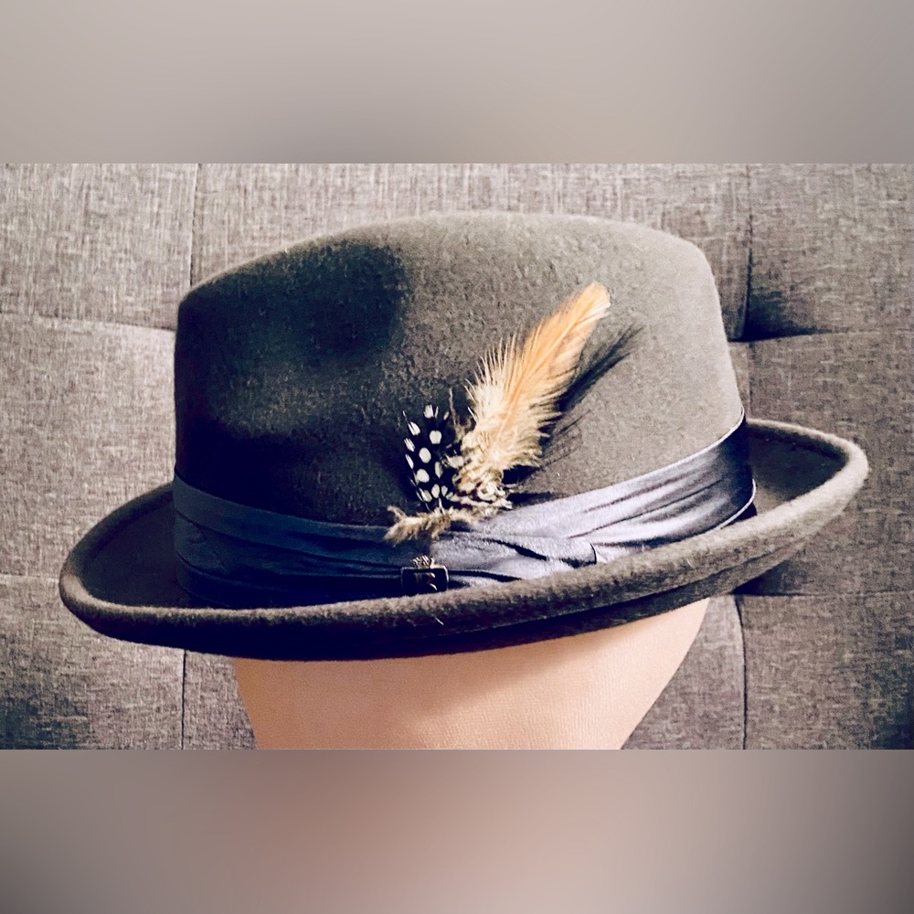 Bruno Capelo Giovani Collection Wool Felt Fedora with Feather Accent